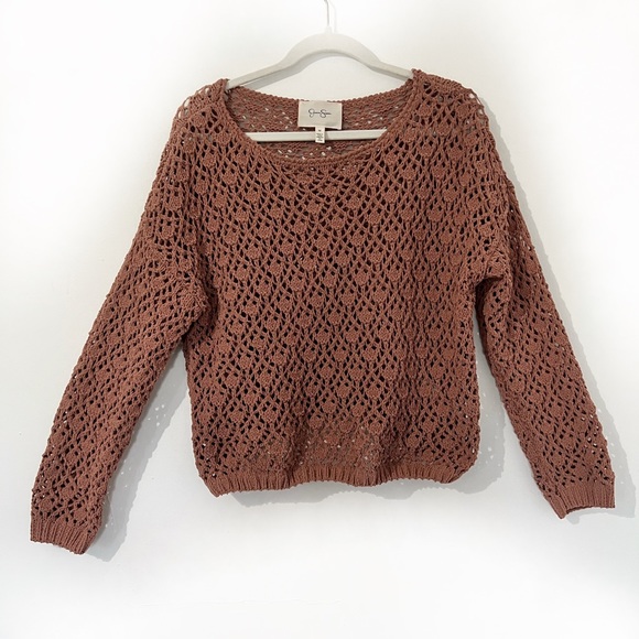 Jessica Simpson Sweaters - Crochet Sweater. Dark coral. Jessica Simpson Size Medium. Open knit. SOFT